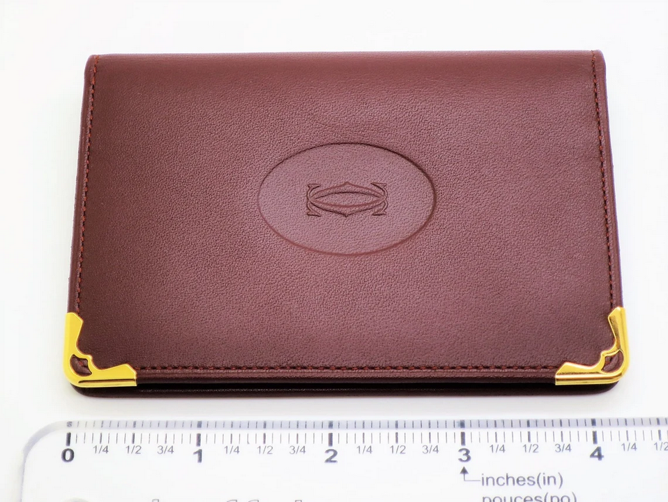 Thumbnail: Authentic Cartier Credit Card Wallet in burgundy cowhide