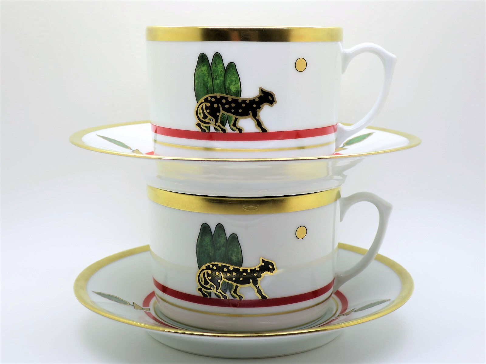 Set of 2 Authentic Cartier Breakfast Coffee or Teacups with Saucers