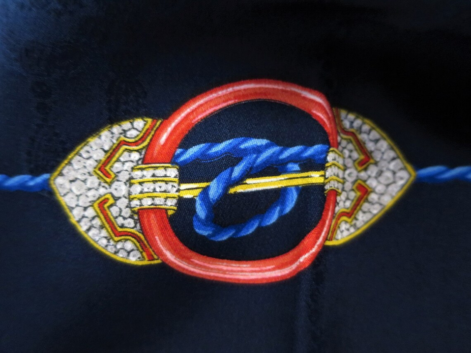 Thumbnail: Authentic Cartier Silk Scarf Art Deco motif navy Cartier Canada Cartier USA