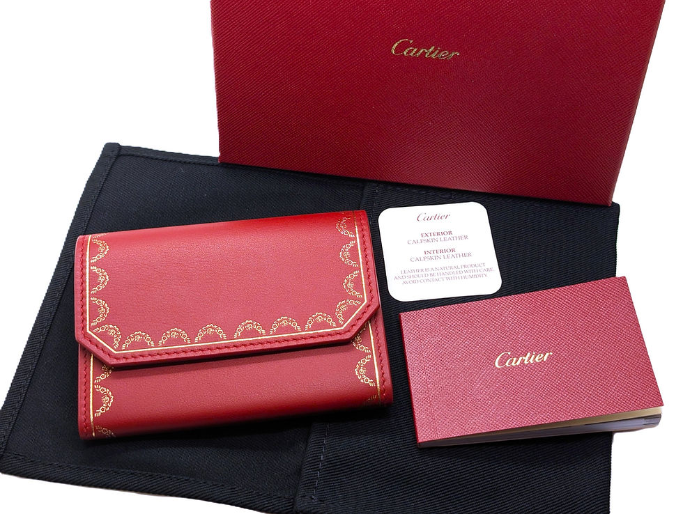 Cartier Wallet small size red Garland decor includes original Certificate of Authenticity and Box
