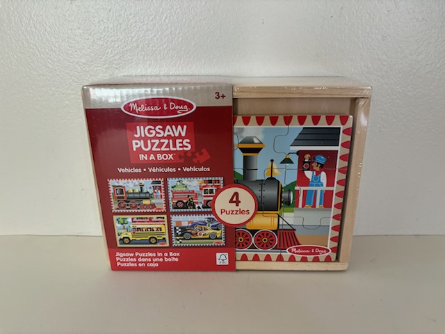 Melissa & Doug Vehicle Wooden Jigsaw Puzzles in a Box UPC #000772037945