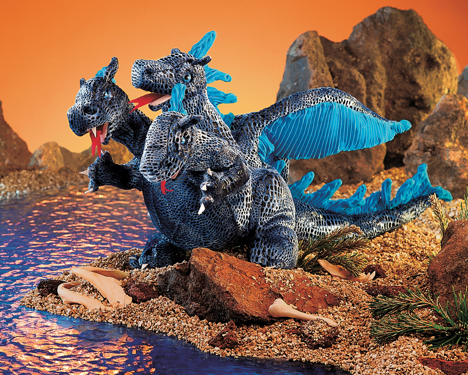 Folkmanis Three Headed Dragon Puppet UPC #638348023872