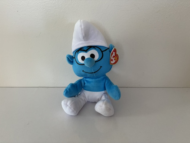 TY Beanie Babies Smurfs Brainy Smurf Plush UPC #008421442157