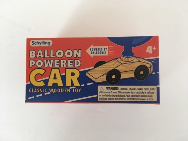Balloon Powered Car Classic Wooden Toy UPC #019649228584
