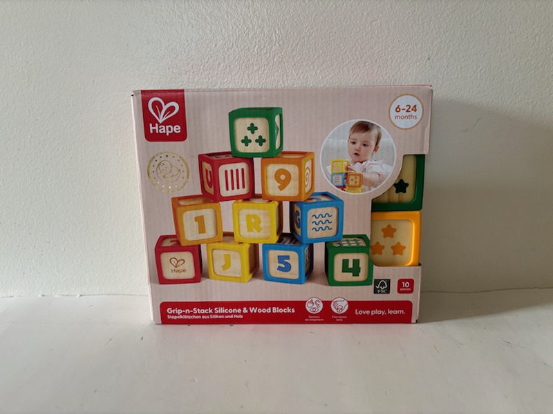 Hape Grip-n-Stack Silicone & Wood Blocks UPC #6943478051331