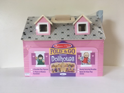 Melissa & Doug Fold & Go Wooden Dollhouse UPC #000772037013