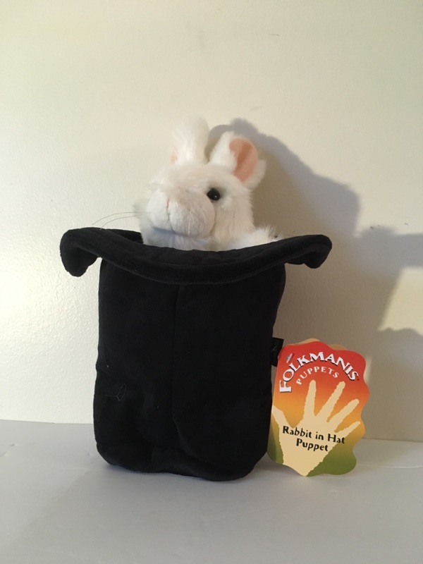 Folkmanis Rabbit in Hat Puppet UPC #638348022691