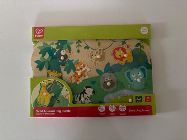 Hape Wild Animals Peg Puzzle UPC #6943478056589