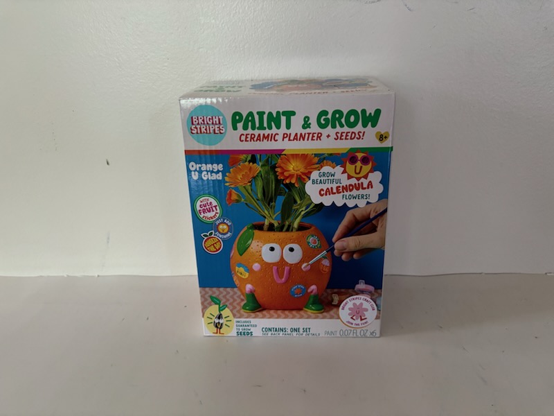 Bright StripeCeramic Planter & Seeds UPC #810169160428
