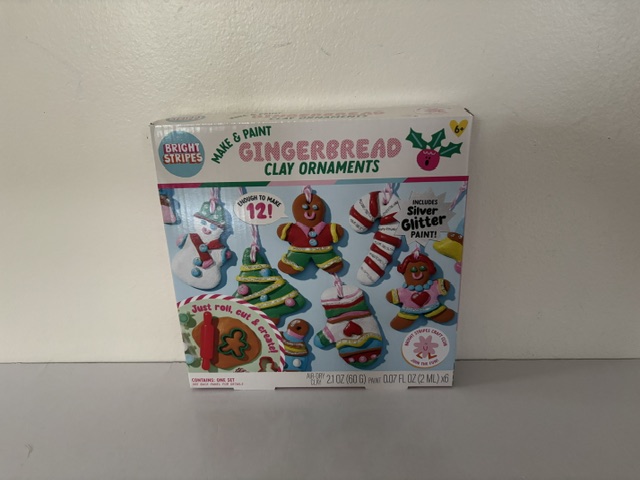 Bright Stripes Make & Paint Gingerbread Clay Ornaments UPC #810169161210