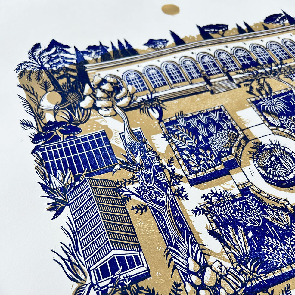 Miniature : Linogravure "Jardin des plantes", 50x60cm