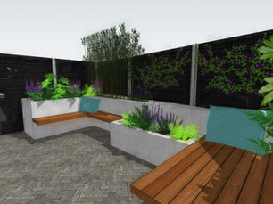 garden design features in a courtyard garden
