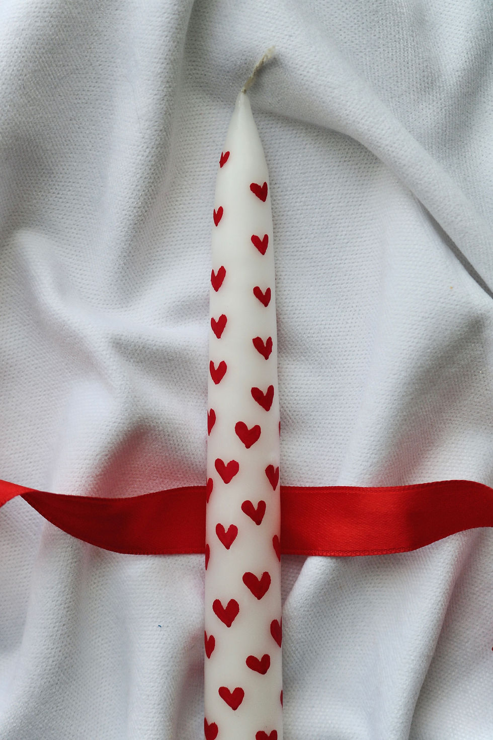 Küçük resim: %100 El Yapımı Kalp Desenli Tekli Beyaz Şamdan Mum/Sevgililer Günü