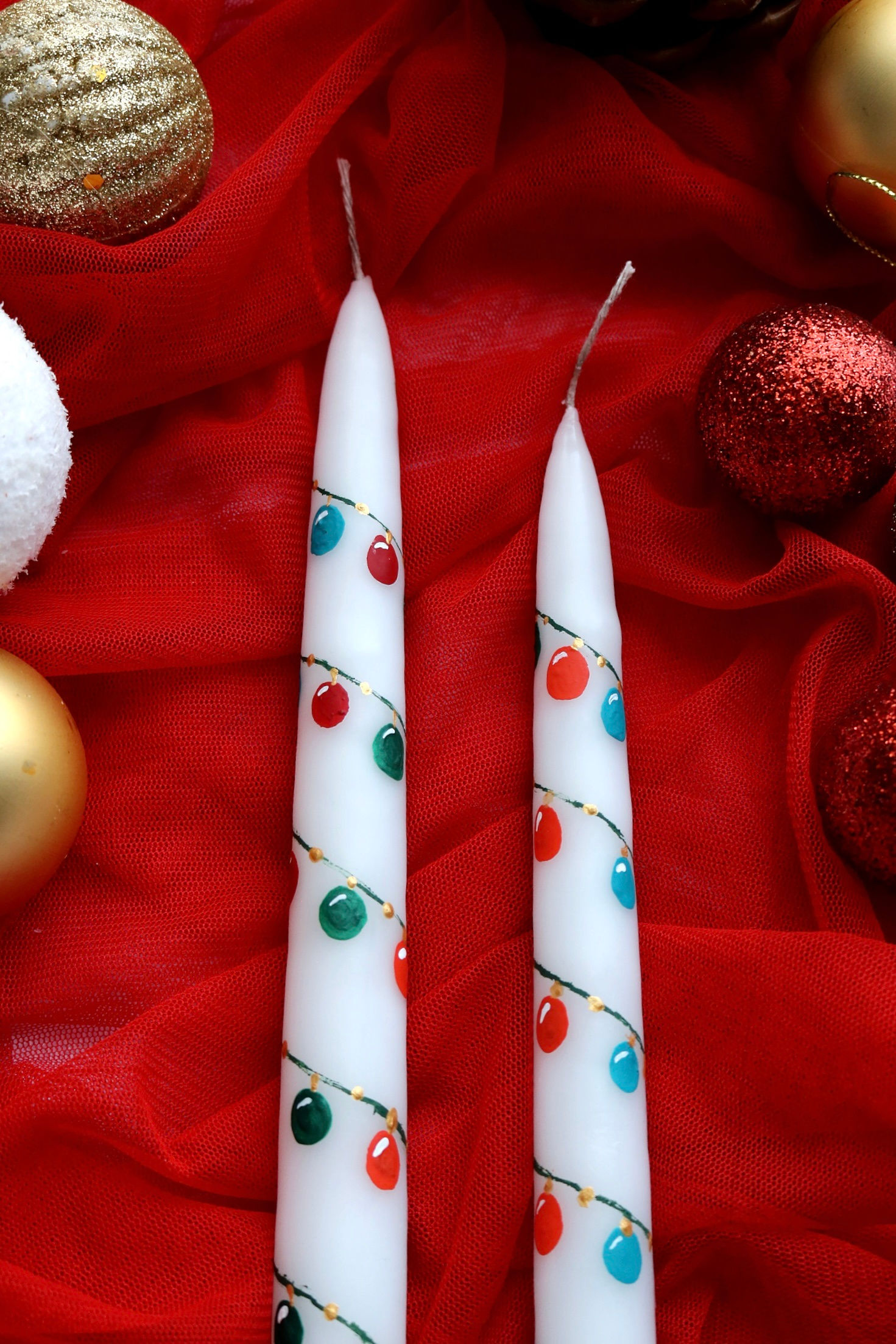 %100 El Yapımı Noel/Yılbaşı/Çam Ağacı Desenli 2Li Mum