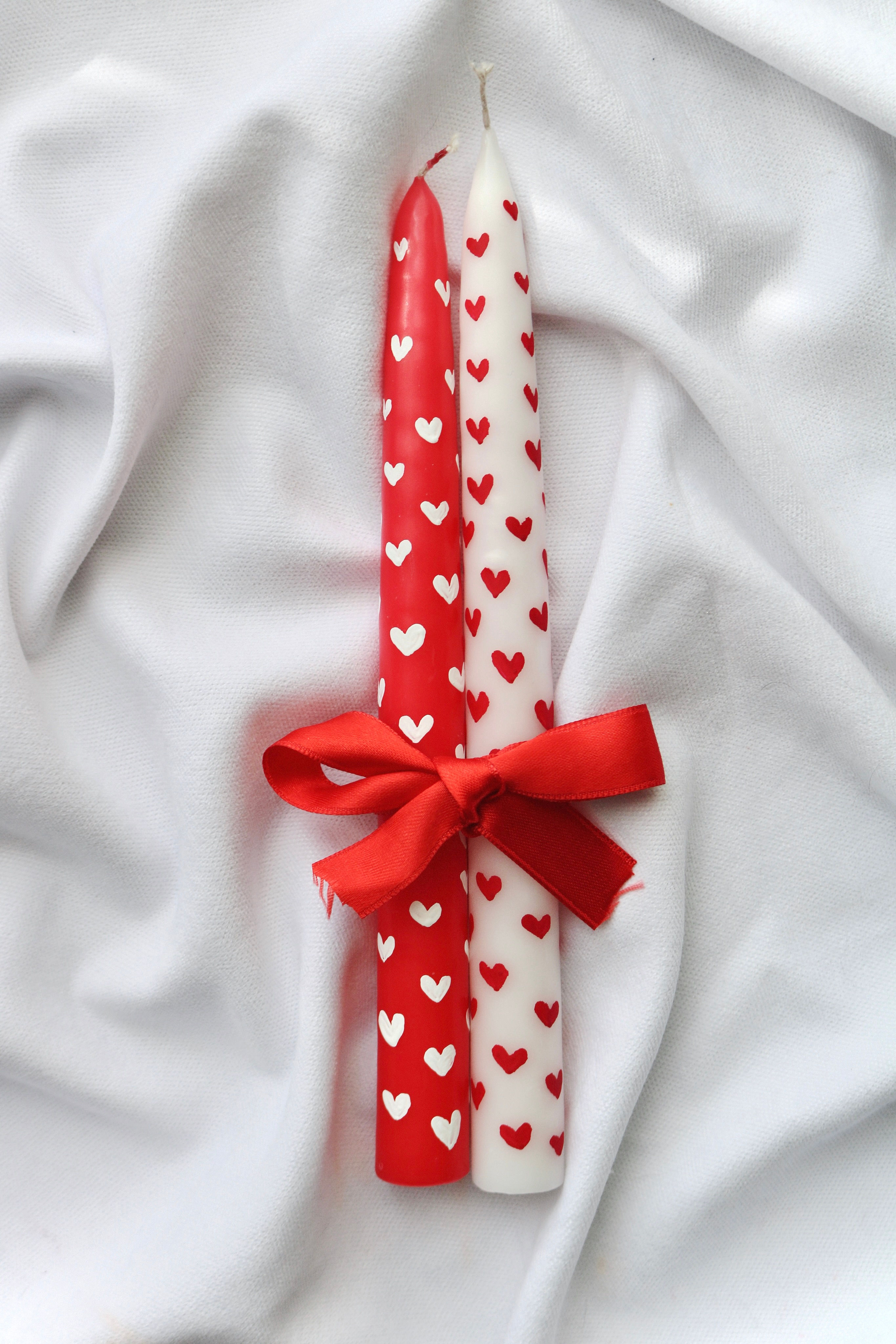 %100 El Yapımı Kalp Desenli 2Li Mum Seti/Sevgililer Günü