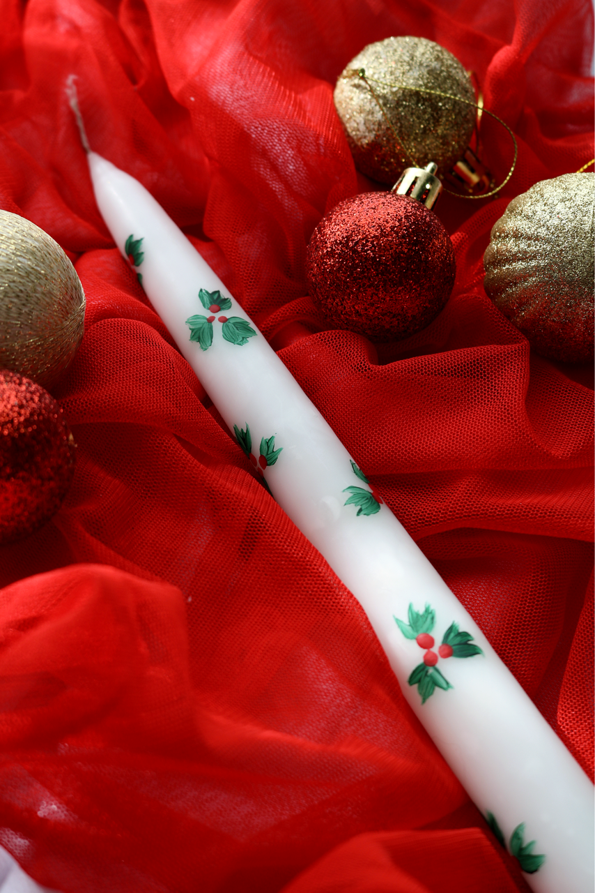 Küçük resim: %100 El Yapımı Noel/Yılbaşı/Çam Ağacı Desenli Tekli Mum