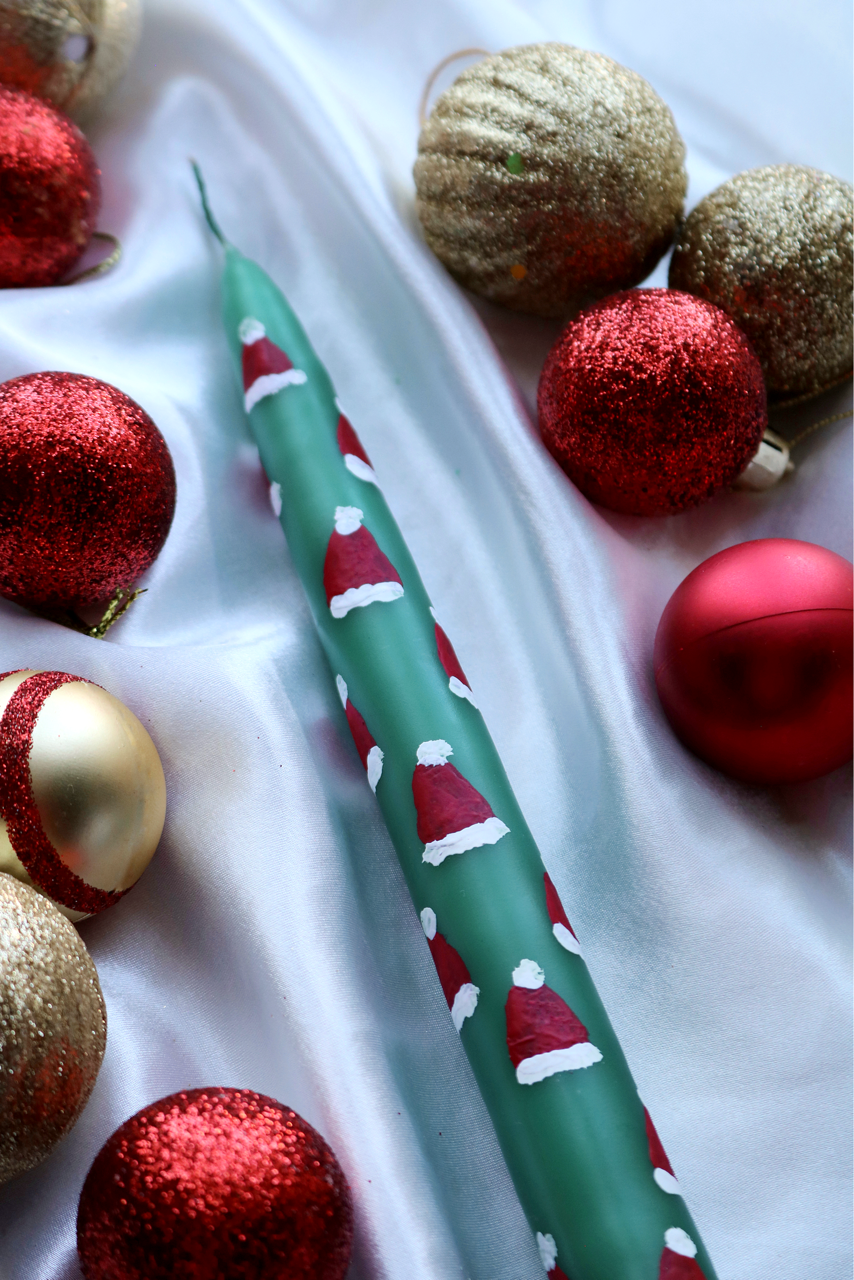 Küçük resim: %100 El Yapımı Noel/Yılbaşı/Çam Ağacı Desenli Tekli Mum