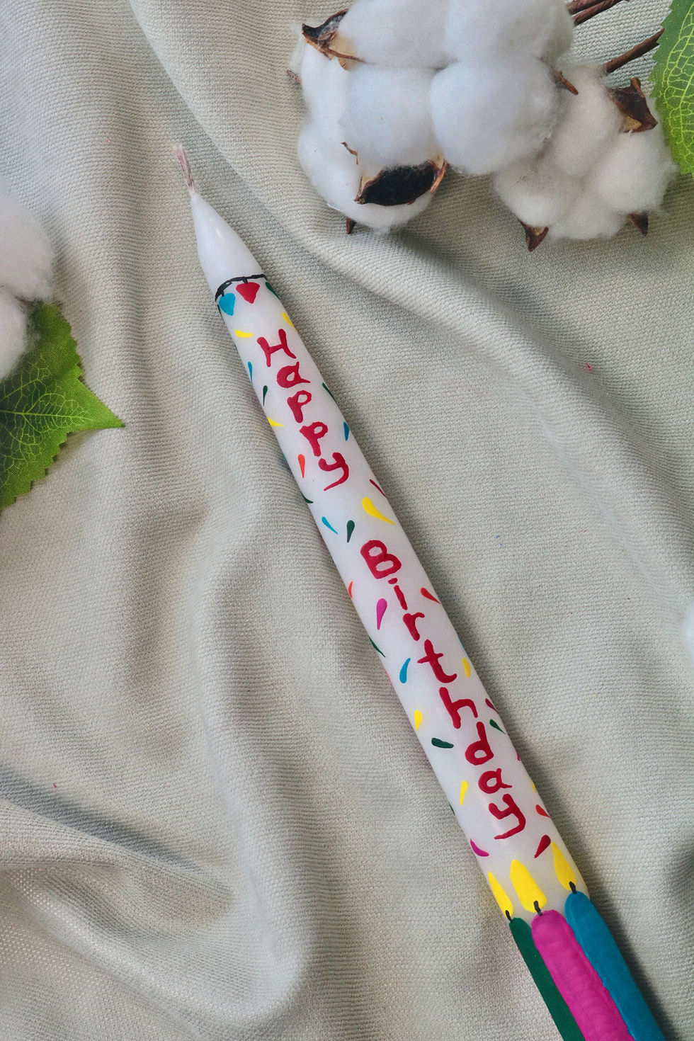 100% Hand Painted Candle / Birthday Candle / Gift Single Candle