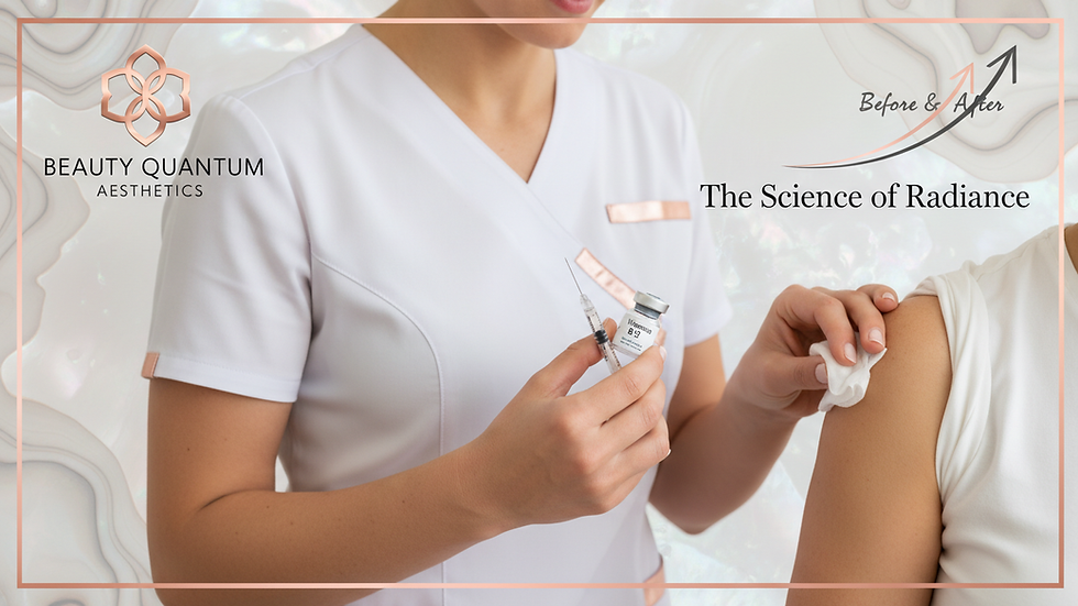 Eye-level view of a healthcare professional preparing a vitamin B12 injection