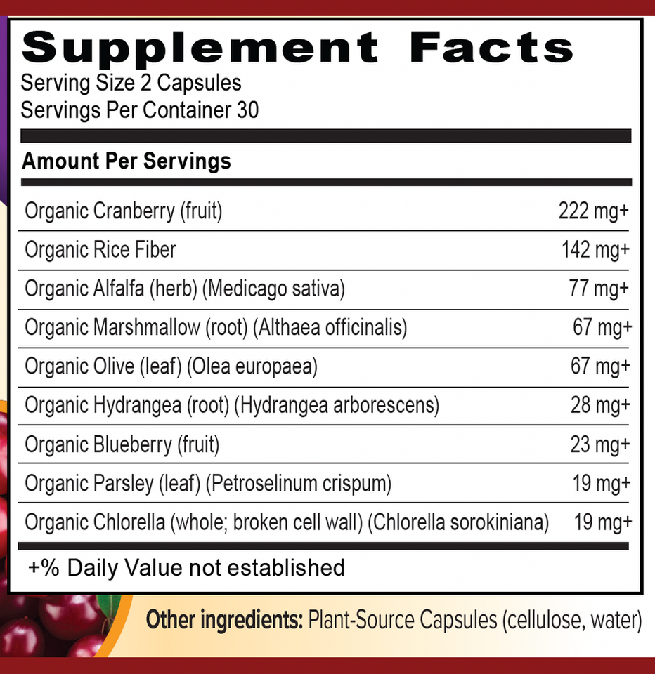 Supplement Facts from label panel.
