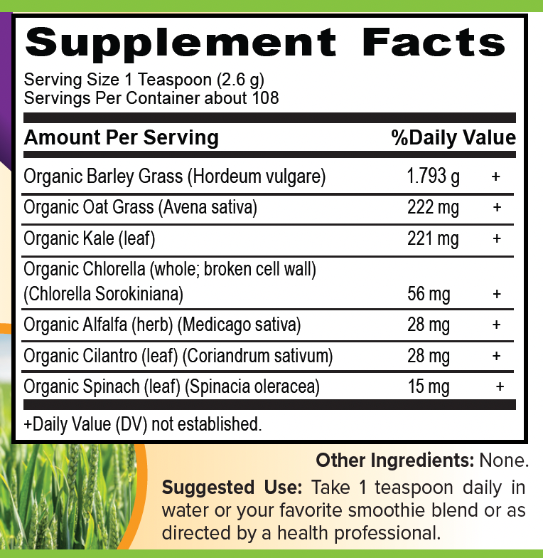 Supplement Facts from label panel.