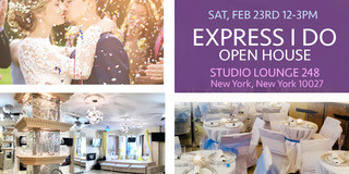 Planning a wedding can be overwhelming, stressful and expensive Let Express I DO come to the rescue and making the wedding of your dream much more affordable. Visit us on Saturday, February 23, 2019 12-3pm at Studios Lounge 248 located 248 Lenox Ave New York, NY 10027. Let us show you how to have the wedding of your dreams under $5,000. Call 1.877.729.7236. Free wedding Giveaway!
