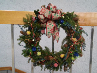 Colorful mixed fresh wreath in Port Washington, NY