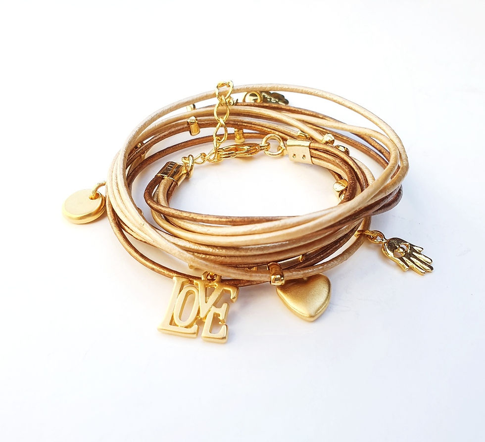 תמונה ממוזערת: צמיד אהבה ומזל זהב עור מתלפף