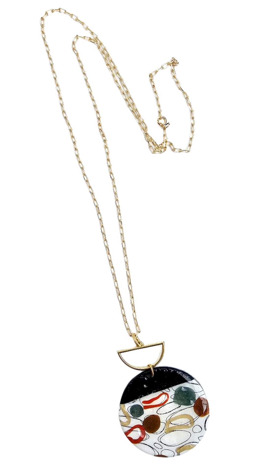 שרשרת ארוכה עם תליון מצויר עבודת יד