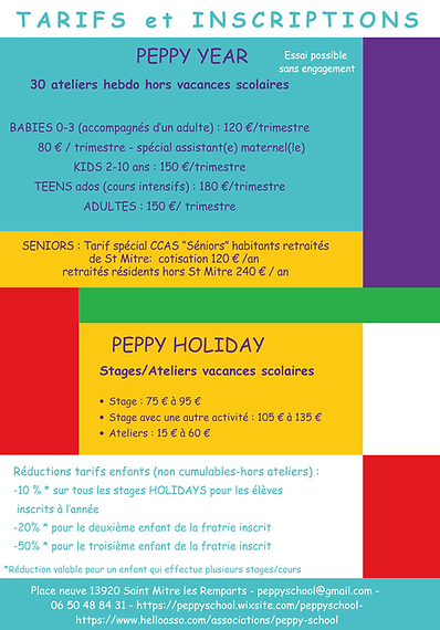 tarifs et inscriptions