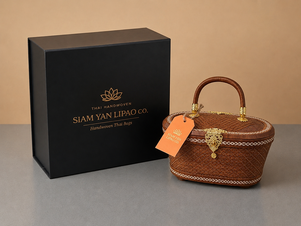 Unique Thai artisan handbag with Siam Yan Lipao box