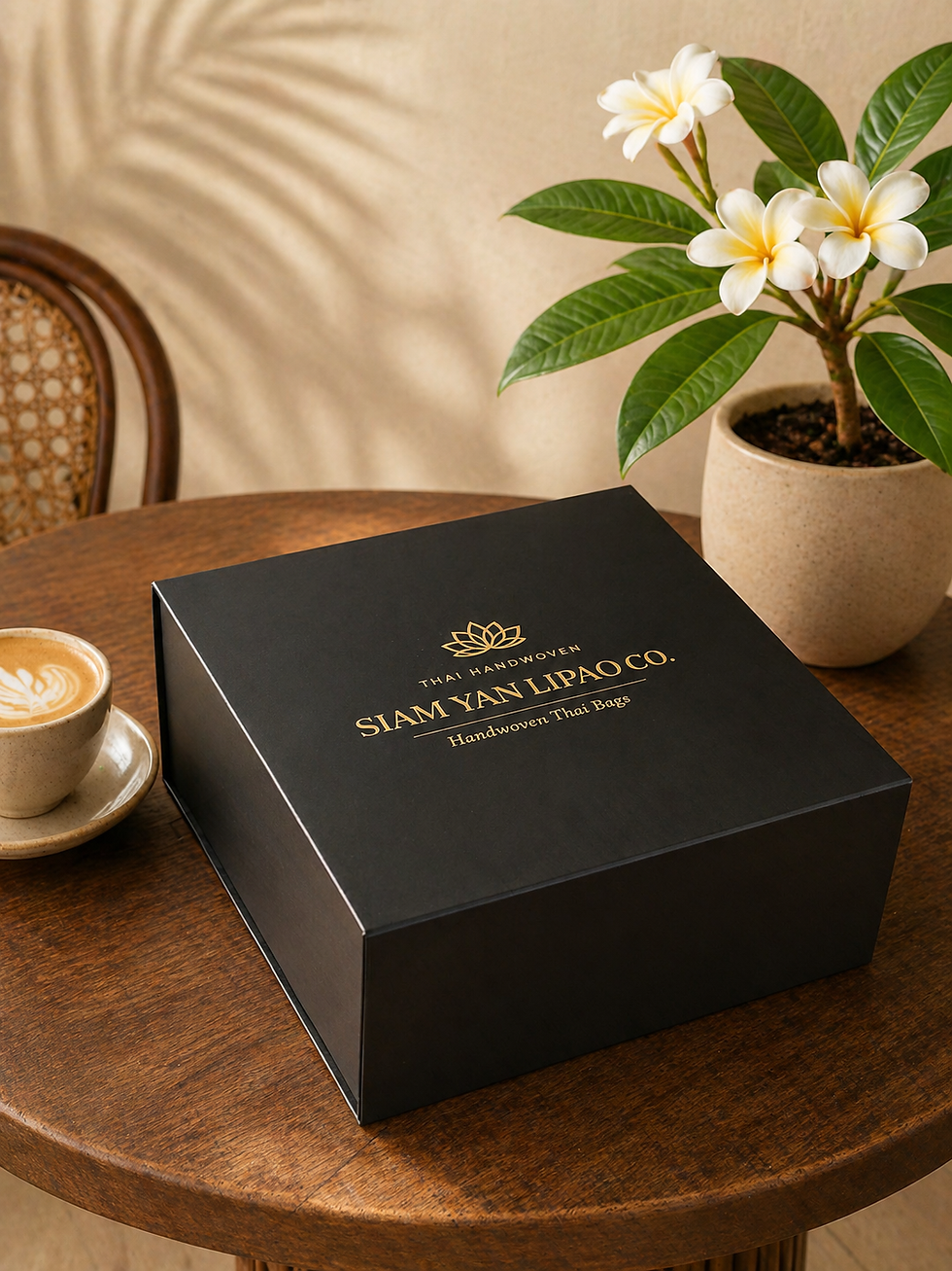 Siam Yan Lipao Co box for unique Thai artisan handbags.