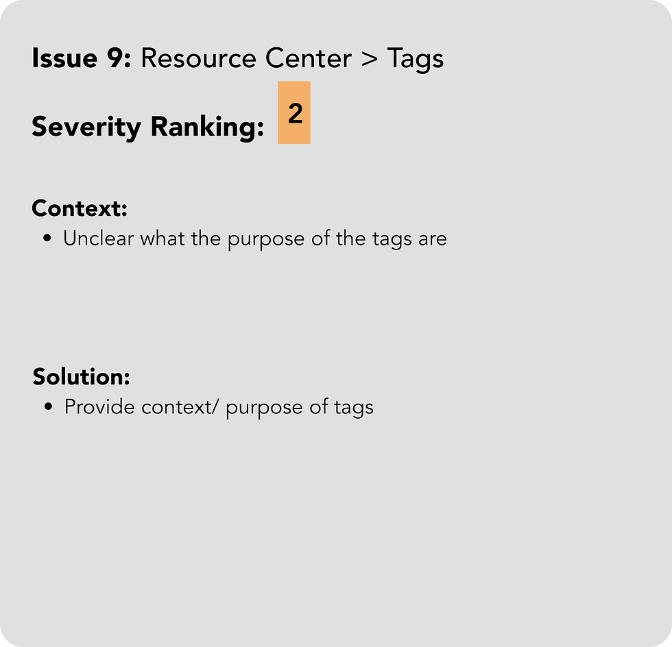 Resource Center, Tags
