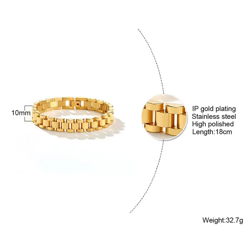Thumbnail: Luxury Watch Strap 18k Gold Plated Stainless Steel  Bracelet for Men and Women