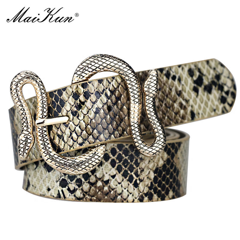 Belts for Women Snake Shape Pin Buckle