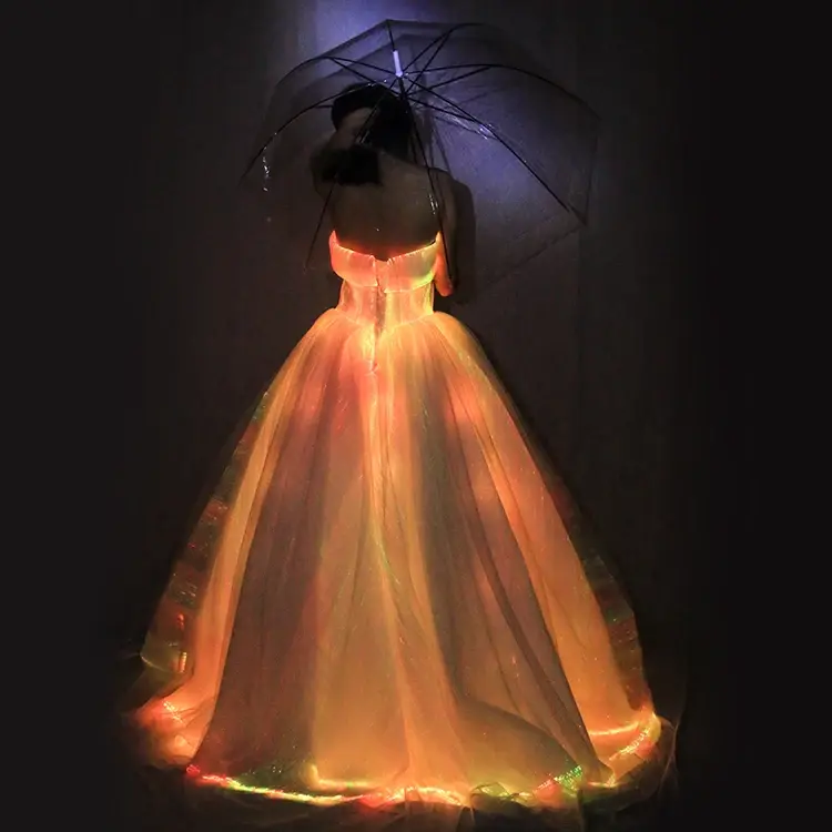 Thumbnail: Light Up Princess Girls Party Fiber Optic Wedding Dress