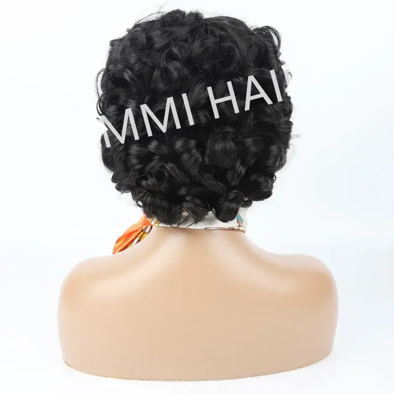 Thumbnail: Pixie Curls Wigs Ombre Braided Human Hair Lace Wigs