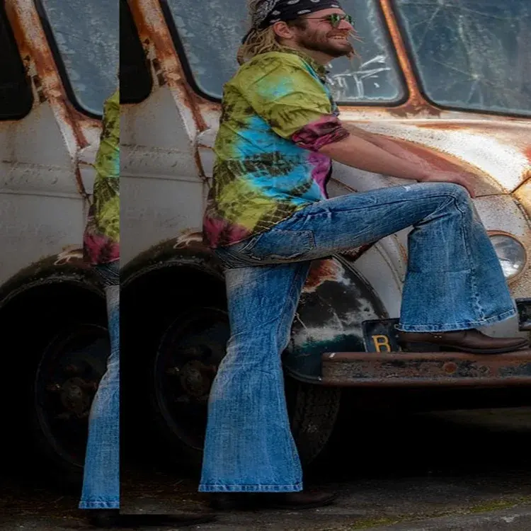 Thumbnail: Big size Jeans Retro Men's Pants Casual High Waist Embroidered