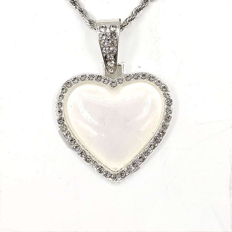 Thumbnail: Necklace Pendant Chains Jewelry Heart Sublimation Photo Pendant  Necklace