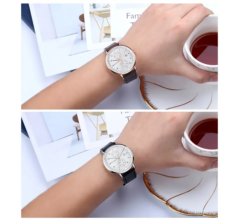 Thumbnail: Genuine Leather Strap Watch for Men