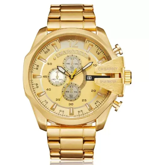 Thumbnail: Black Gold Stainless Steel Men's Business Quartz Wrist Watch