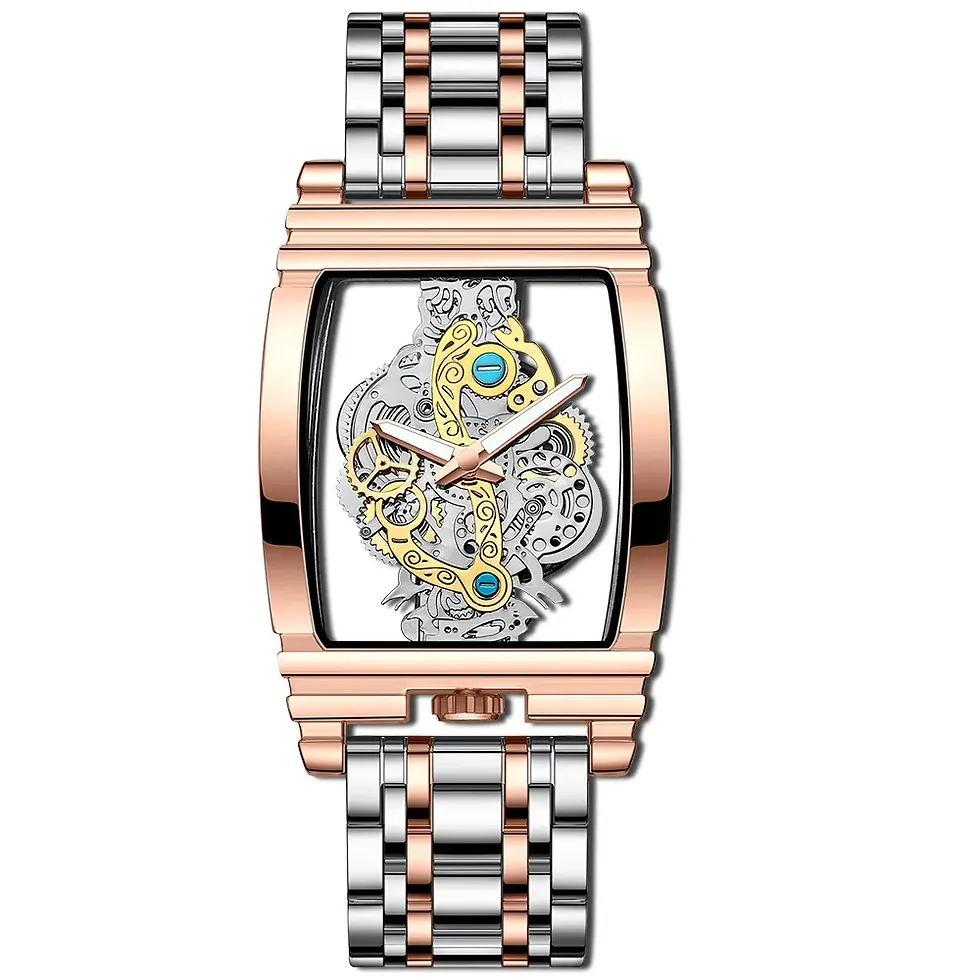 Thumbnail: Luxury Men Gold Tourbillon Skeleton Automatic Quartz Wrist Watches