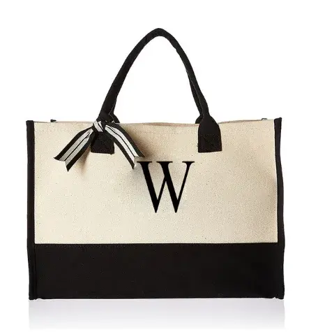 Thumbnail: Canvas Tote Bag With Letter Printed