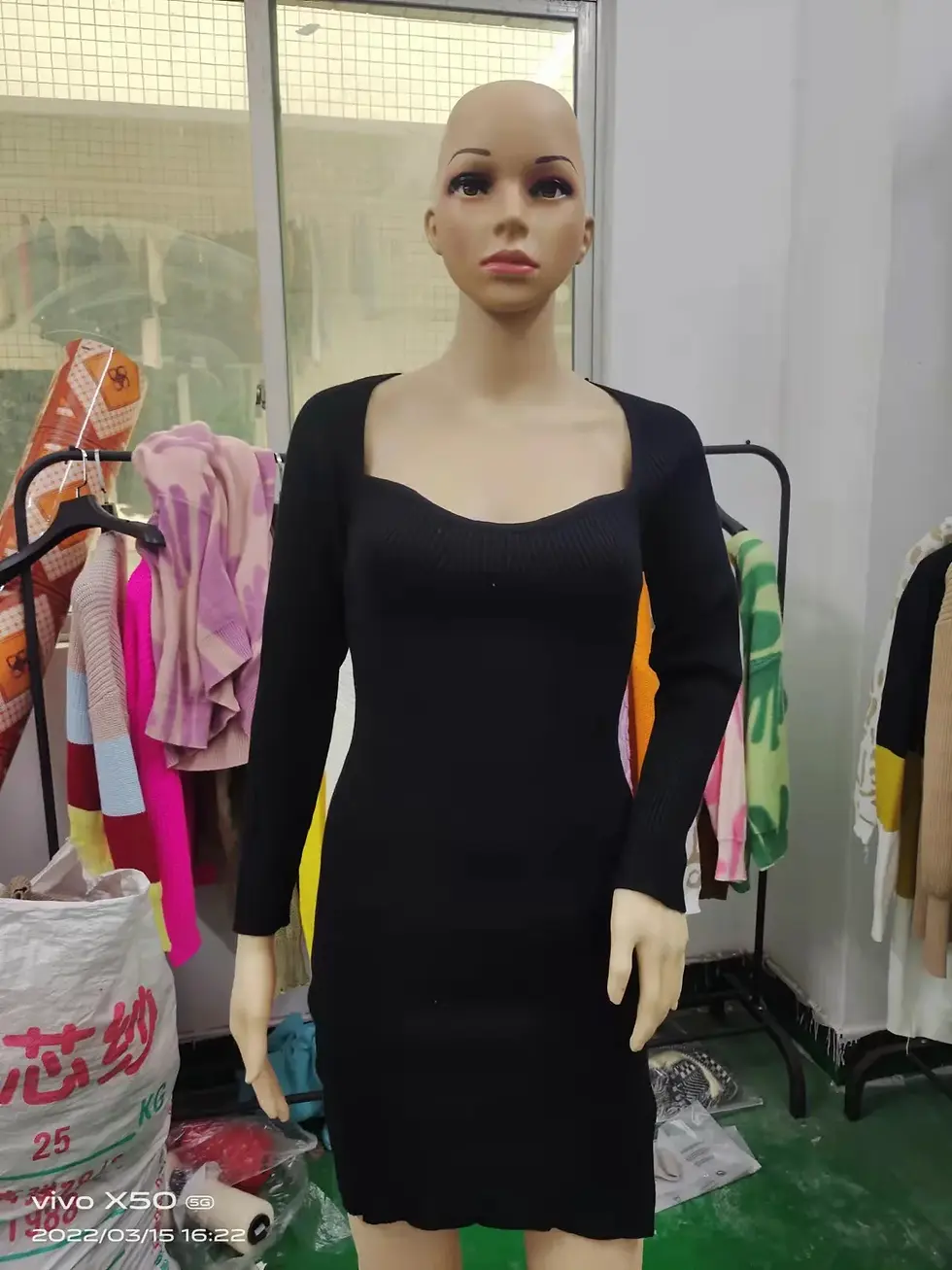 Thumbnail: Sexy Slim Square Collar Long Sleeve Mini Dresses