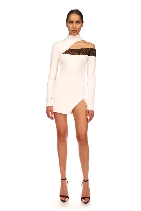 Thumbnail: Women Satin Solid Long Sleeve Dress