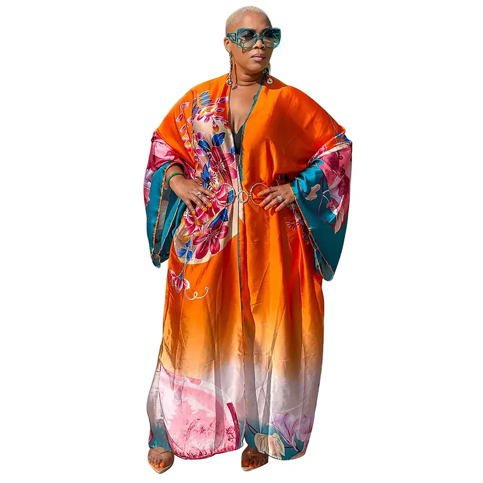 Thumbnail: Africa Printed Long Sleeve Cardigan Kimono Free Size Clothes