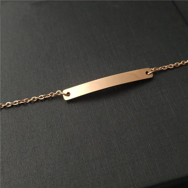 Thumbnail: Engraved Name Watch Strap Curved Bar Bracelet