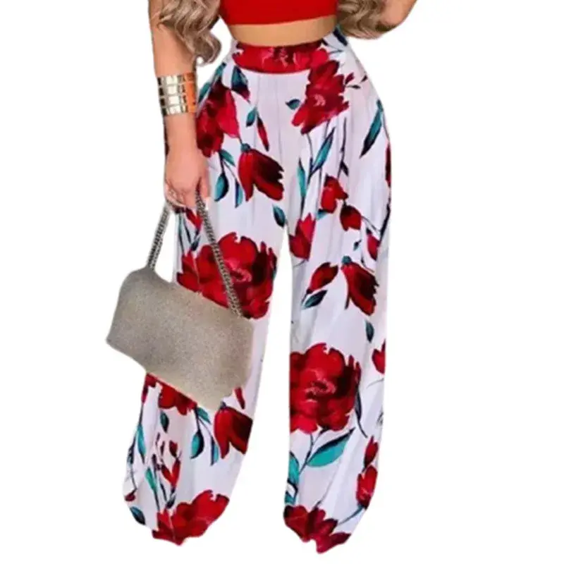 Thumbnail: Women's Beach Pants Flower Printed Loose Lantern Pants