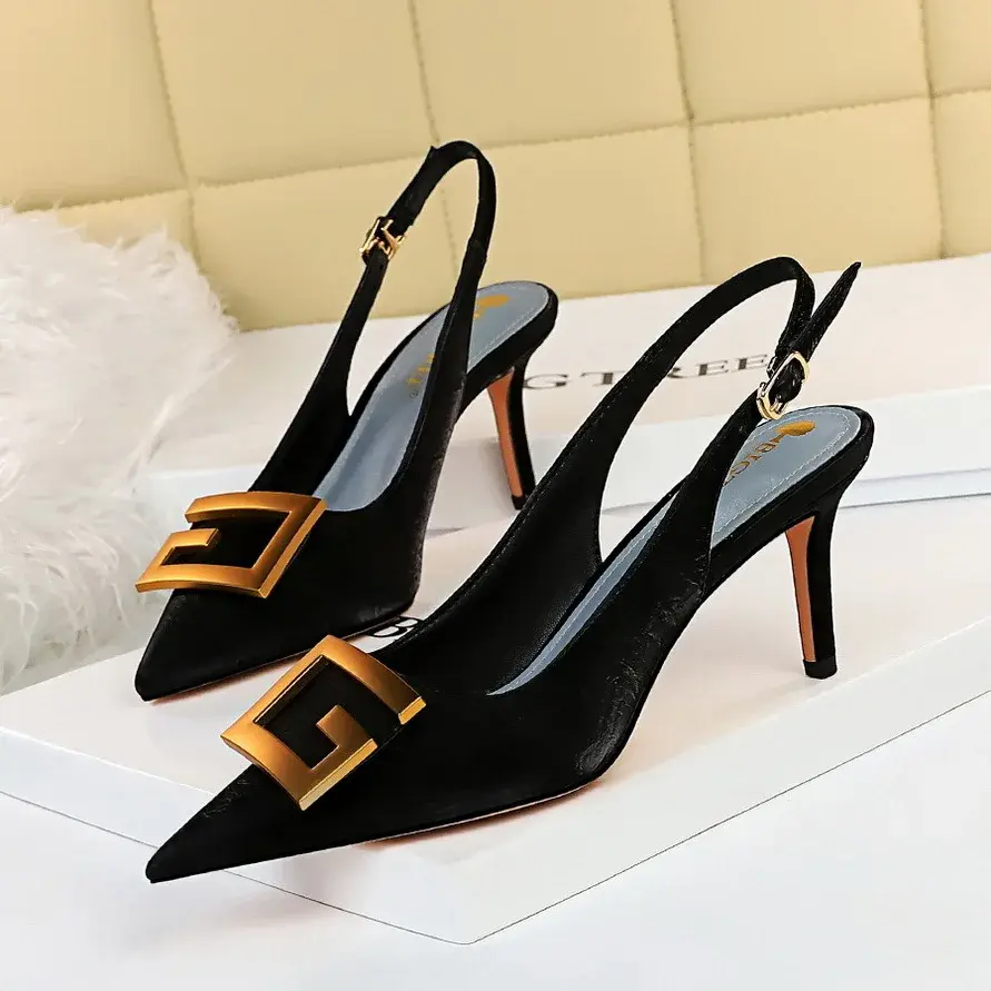 Thumbnail: Designer High Heeled Pointed Toe Ladies Sandals