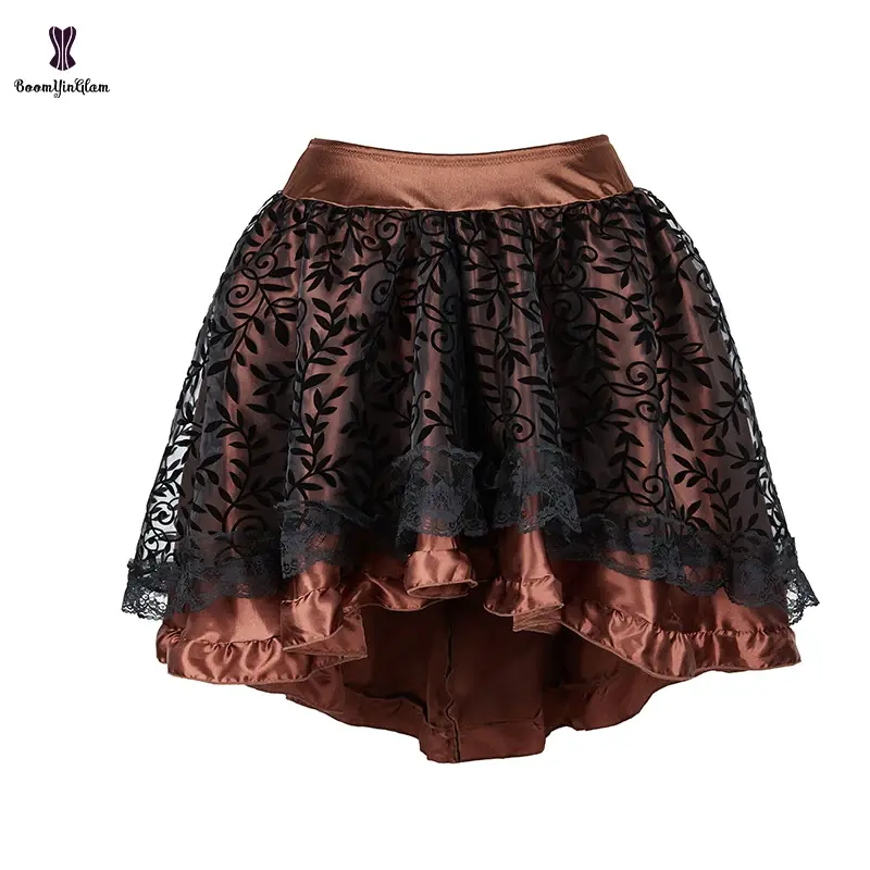 Thumbnail: Plus Size Brown Black Steampunk Gothic Skirts